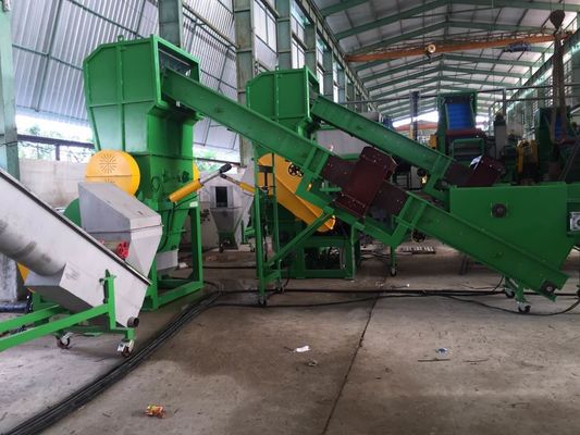 A fase 3 tecida ensaca o filme plástico que recicla a máquina